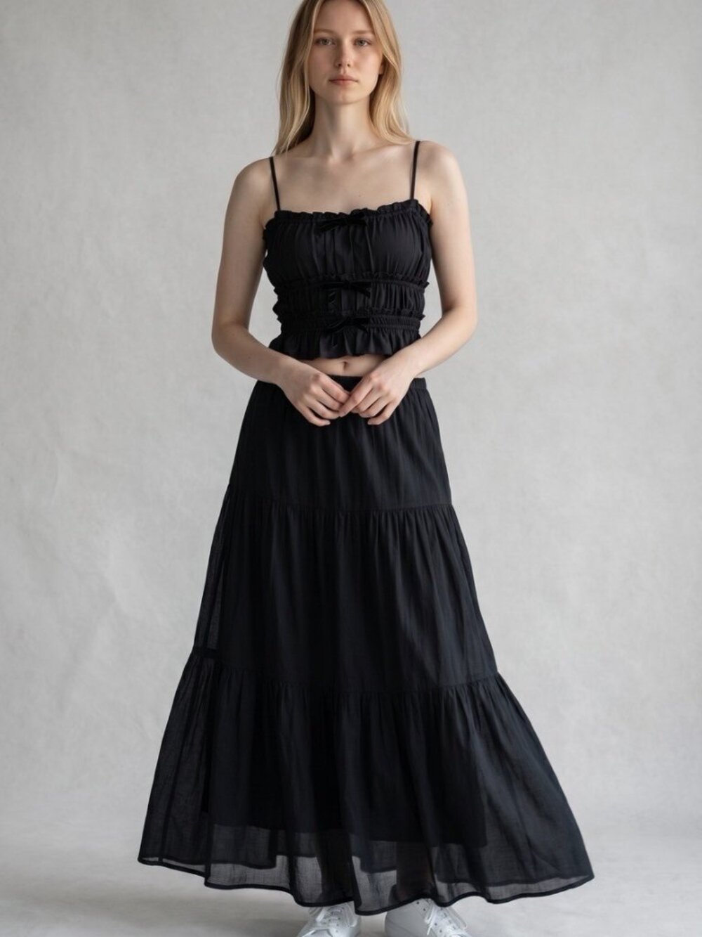 Women’s The Kooples Black Cropped Top w/ Bow Details Size US6